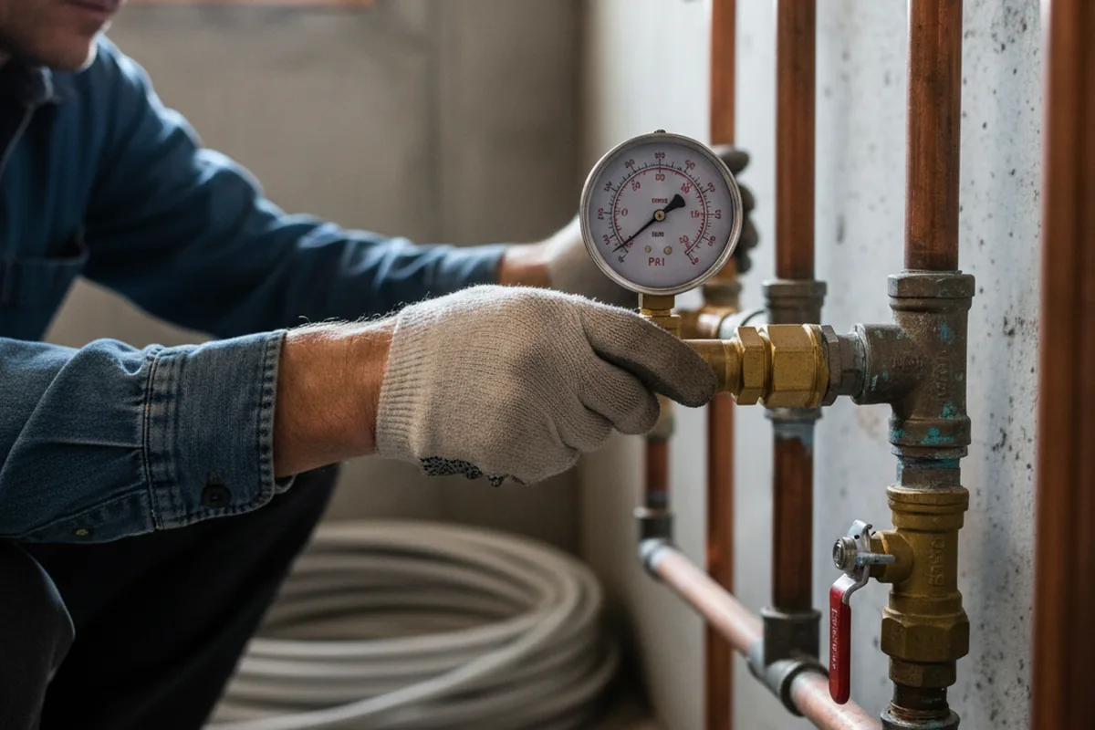 Pressure testing a repaired line during Water Line Repair in Wrightsville Beach